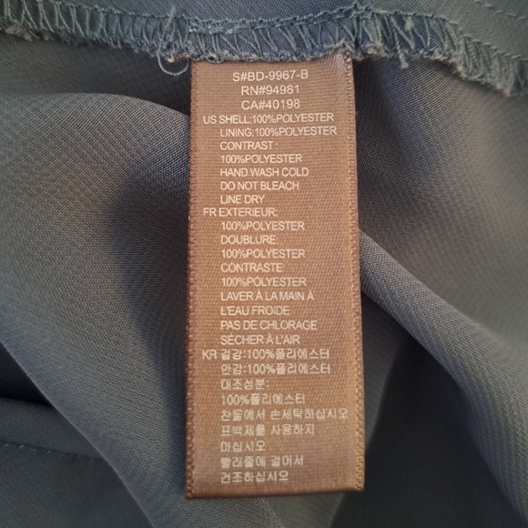 Dusky BLUE Tie Waist Shift Dress Silky Stylized Buttons Midi Love 21 Size SMALL - Picture 11 of 13